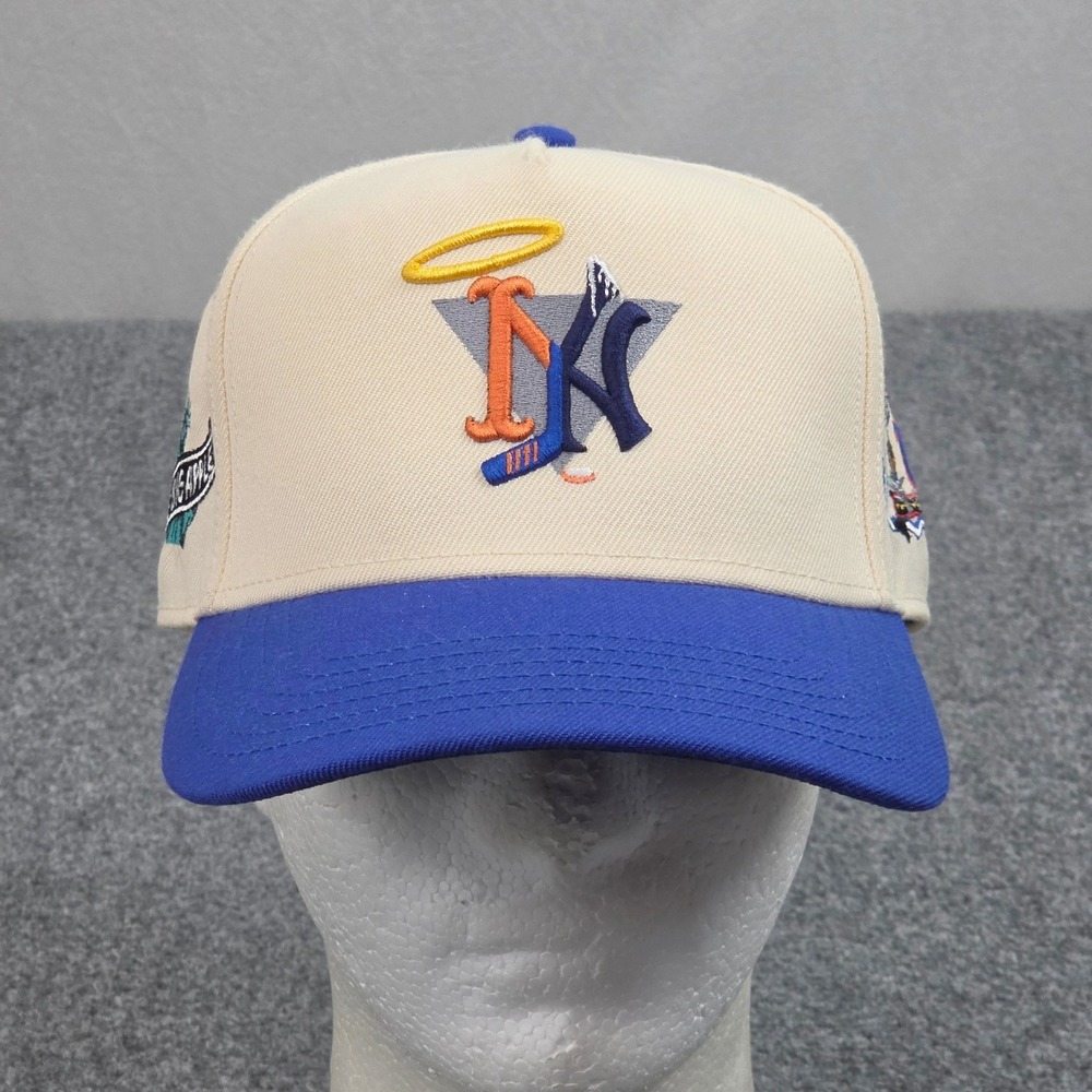 PHEIT New York Sports Mashup Snapback Hat Cream Blue SBSD NHL MLB NFL Streetwear